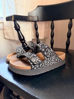 Black Leopard Print Papillio Sandal